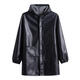 Hooded leather PU coat overalls for slaughtering and breeding pigs, chemical oil-proof, waterproof, windproof and velvet leather coat, black, thin velvet, short 44/190220-270Jin Jin equal to 0.5kg, set with cotton coat