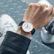 Caluola watch men's mechanical watch fully automatic retro relief waterproof thin belt watch gold and white belt CA1278
