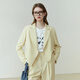 
Fan Silan 23FS11148 wide-leg pants suit set for women's new short suit jacket two-piece set for bud yellow pants S