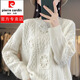Pier Cardin 100% reiner Kaschmirpullover für Frauen runder Hals schwerer Industrie Haken und hohl gestrickter Pullover loßer fauler Kaschmirbasis Original Samtreis L.