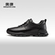 Aokang fashion casual leather shoes men's cowhide shock-absorbing comfortable versatile commuting shoes black size 41