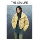 THE SEA LIFE 潮酷短款羽绒服PU皮外套女冬W13701 杏仁白 M
