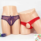 Couple Sexy Underwear Women's Crotchless Thong Temptation See-through Sexy Large Size Hollow Men's T Purple + Red