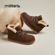 Miaoli Snow Boots Женские плоские плюшевые шлюзовые кружев