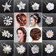 Meifuren fashionable hair accessories full of diamonds U-shaped hair fork hairpin hairpin pearl flower diamond hairpin bridal headdress simple pearl white 6 pieces