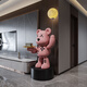Jizhao floor-standing ornaments, violent bear TV cabinet, sofa decorations for the living room, as a moving gift for a friend's opening and housewarming, large speaker + piggy bank, cherry blossom powder, total height 133CM