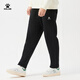 KELME fleece sweatpants men's winter warm loose straight solid color sweatpants casual long pants agate black L