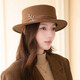 Xiangxue Yuxiu hat women's new spring and autumn wool felt hat French retro hat women's fashion versatile flat brim hat women's winter trend dark brown color M size (56-58cm)