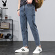 Playboy (PLAYBOY) jeans men's 2025 spring and autumn new trendy straight loose pants men's casual elastic Korean version of nine-point pants dark blue X-6115HH9901 28