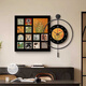 
Huaixue Middle Style Bailian Restaurant Decorative Painting LED Lights with Clocks and Watches Combination Mural Retro Style Dining Table Background Wall Hanging Painting K12806/PB57 Painting 80*80+Diameter 60 Crystal porcelain metal black frame/power bank + remote control