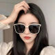 Sunglasses for men and women, new Korean version of trendy Internet celebrity, big face, slimming temperament, large frame sunglasses for women [bright black] high-looking sunscreen sunglasses