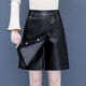 Bao Qiaoxu Pu leather shorts for women in autumn and winter trousers 2024 high waist wear wide-leg five-minute skirt pants fake two-piece boot leather pants 9920 regular style L suggests 110120Jin[Jin equals 0.5 kg] Jin[Jin equals 0.5 kg]