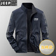JEEP SPIRIT jacket men's spring and autumn stand collar loose double-sided wear winter youth middle-aged business jacket with cotton jacket 9866 khaki spring and autumn style [upgrade version] L (recommended 115-130 Jin [Jin equals 0.5 kg])