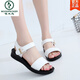 Specht Arbeiten Sandalen 2025 Neue flache Sohle komfortable einfache Einheit ein Linie Soft Soft Owes Ufer Vielseitige Online-Nicht-Schlupf-Frauenschuhe Sommer Schwarz 832 Standardgröße 33