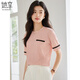 She enjoys a short-sleeved T-shirt for women's round neck and small fragrance style top fashionable simple short-sleeved base shirt T143T1428