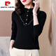 Pierre Cardin half turtleneck long-sleeved bottoming shirt for women spring and autumn 2025 new double-sided German velvet style inner t-shirt top black <fashionable inner top and bottoming shirt> XL (120-130Jin Jin equals 0.5kg)