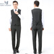Announcement Bird Suit Suit Men's Winter Groom Wedding Dress Formal Business Casual Thick Wool Jacket Gray Stripe One Button Three-piece Set XXS 190/100A