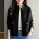 
Gemila spring and autumn coat women's short wool top loose cardigan wearing fashionable stand-up collar small fragrance jacket 12185 white L