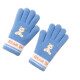Jiuaijiu children's gloves winter warm plus velvet cycling gloves for boys and girls students five-finger cartoon cold protection B260 dark blue