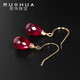 RUOHUA Lepan 7-8mm faceted pigeon blood ruby earrings for women colorful short ear hook earrings birthday gift