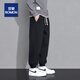 Romon große Herrenhosen trendy Fett locker 2024 Frühling, Herbst und Winterfett plus Fett plus größerer plus Velvet Sporthose Fett Guy Casual Hosen Schwarz [9272] reguläre 7xl 240-260jin [Jin gleich 0,5 kg]