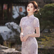 NUKM Cheongsam Chinese style long young 2025 summer new slim and elegant girl retro improved dress 6629 purple L