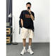 Zweiteiler Sommer reines Baumwoll kurzärmelige T-Shirt Herren-Ins Modemarke Loose Fünf-Punkte-Hülsen-T-Shirt Japanische Arbeit Anzug schwarz Trendy Marke T-Shirt + Military Green Work Anzug M 160-16795-120jin [Jin gleich 0,5 kg]