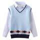 Xin Yueqing Boy Pullover Pullover Strick -Pullover Herbst und Winter neuer Stil mittel- und großer Kinderhemdkragen gefälscht zwei modische kleine Jungen Weste 605 Marine (hinzugefügte Samt) 170 cm
