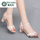 Woodpecker high heel sandals for women 2024 new summer women's shoes thick heels fashionable skirt temperament elegant one-piece fish-mouth shoes beige 39