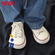 NASA XVVX Offizieller Joint Dick-Soled-Leinwandschuhe für Männer und Frauen, die lässige, vielseitige, atmungsaktive Schnürschuhe für Männer schwarzen 42 Sport.