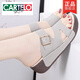 CARTELO Echtleder-Sandalen für Damen, 2025 Sommer, neue vielseitige Sandalen mit dicken Sohlen für Damen, rutschfest, einfache weiche Sohle, Oberbekleidung, Damenschuhe, Beige, 37