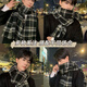 
Show off the men's winter Korean style fashionable and versatile plaid scarf student thickened warm shawl dual-purpose men and women's style double-sided wear-black (mask for free)
