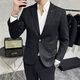 Jess Wollanzug Jacke Herbst und Winter Dicke Business Official Casual Anzug Set Korean Slim Slim Set Grey (einteiliger Anzug) L (110-125jin [Jin gleich 0,5 kg]))