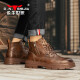 Bull Familie Martin Boots Herren echte Leder Herbst und Winter High-Top British Style Old Retro Work Boots Herren Red Brown 40