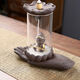 American and foreign new Chinese Zen backflow incense burner, glass cover, windproof, indoor household ornaments, sandalwood, agarwood, smoke, Pixiu base - praying for the great sage, artificial random installation - E