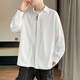 Foss Phil长袖衬衫男士秋冬季港风休闲衬衣百搭简约打底衫外套7304白色L