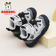 Babudou children's shoes winter warm children's sports shoes plus velvet and thickened boys' toddler shoes 106345047 black/light hemp gray 26