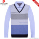 皮尔卡丹（pierre cardin）品牌假两件衬衫领长袖t恤男装春秋上衣套头带领假二件打底polo 男 3878蓝色【加绒加厚】 170/L 【120-140斤】