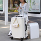 Yixuan suitcase women's aluminum frame trolley case high-value student internet celebrity strong durable men's multi-function large-capacity suitcase sky blue [new upgraded aluminum frame + USB charging] 24-inch [lifetime warranty + spare wheel + box cover]