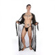 Sexy underwear men's underwear thong sexy sexy lace bathrobe long transparent slit S g094 black nightgown + underwear