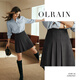 
Olrain Ourui'er skirt women's autumn high waist A-line irregular pleated suit skirt dark gray M