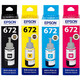 Epson Original 672 Ink L351 L1300 L551 L405 L211 L558 L565 L485 Imprimante 672BK / C / M / Y [Set à quatre couleurs]
