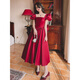 Sheng Miaoci toasting dress bride winter burgundy French style engagement and wedding can usually wear high-end light luxury evening dress skirt for women burgundy mid-length skirt length below the knee 3XL 130Jin Jin is equal to within 0.5 kg