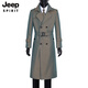 JEEP SPIRIT Men's Spring and Autumn Knee-Length Fashionable and Handsome Color Changing Extra Long Trench Coat Slim Jacket Fashion Coat Black Black is a solid color 2XL recommended 160Jin Jin equals about 0.5kg