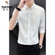 
Woodpecker (TUCANO) shirt men's long-sleeved 2024 spring new fashion trendy men's versatile quarter-sleeved striped shirt men's top DC677 white L