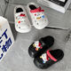 Minghuitong Hellokitty Hole Shoes Cute Cartoon Kitty Cat Women ins Лето, не скользящие тапочки с толстыми толстыми, на улице в черном ремеше