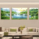 Volver a la sala de estar Jinshan pintura colgante pintura paisajismo sofá fondo decoración de la pared pintura enorme feng shui west pared triptainting 12596 [marco de aleación de aluminio dorado] medio 110*90 lado 70*90 [diamantes de porcelana cristalina tridimensional diamantes incrustados