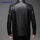 Lomon leather jacket for men in autumn and winter, middle-aged velvet thickened lapel coat, warm leather jacket, middle-aged and elderly men's top