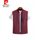 Pierre Cardin vest men's spring and autumn outdoor thin quick-drying vest middle-aged dad waistcoat vest sleeveless stand-collar casual jacket A 2231 burgundy L recommended 115-135 Jin Jin equals about 0.5 kg