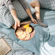 Youke Lifestyle Knitted Cotton Four-Piece Set Mixed Gray Red Stripes 2.0m Bedding Sheet